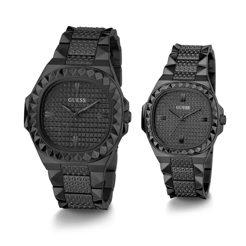 Guess Rebel Black Dial Couple Fashion Watch- GW0622G2/GW0601L2